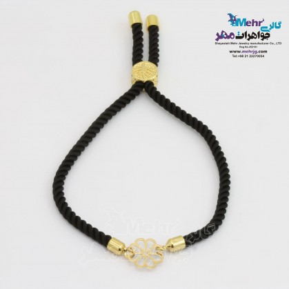 دستبند طلا و بافت - طرح گل-MB1404